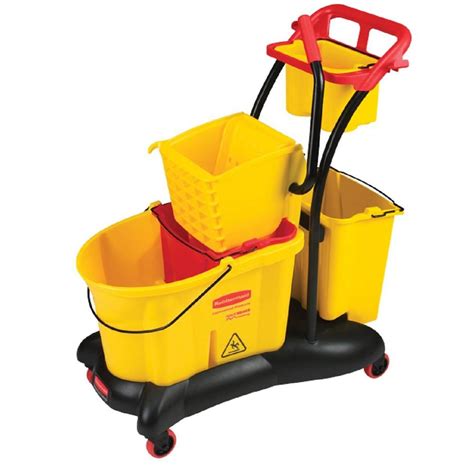 Rubbermaid Commercial Products 35 Qt. Yellow WaveBrake Side Press Mopping Trolley-RCP778000YW ...