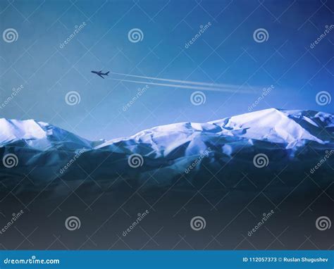 Airplane Flying Above Over Snowy Mountains Stock Image - Image of adventure, overflight: 112057373