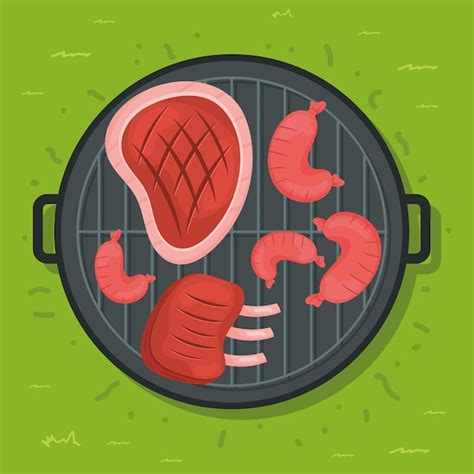 Free Vector | Grill oven with meat bbq