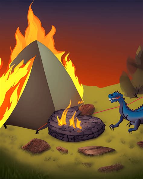 Camping with Dragon Graphic · Creative Fabrica