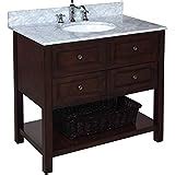 Kitchen Bath Collection KBCD60WTWT New Yorker Double Sink Bathroom Vanity with Marble Countertop ...