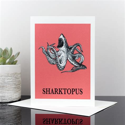 Sharktopus Greeting Card Shark Octopus Hybrid Animal - Etsy