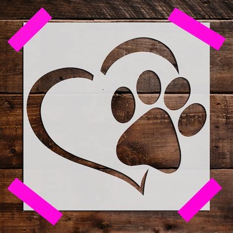 Heart With Paw Print Stencil Reusable Tree Stencil DIY Craft - Etsy