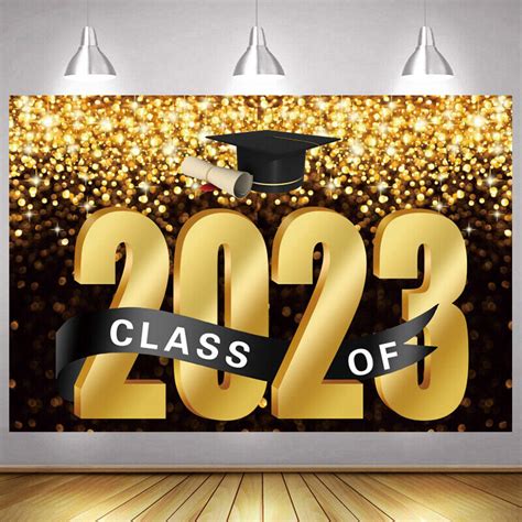 Class of 2023 Graduation Backdrop Congrats Party Gold Photo Background Banner | eBay