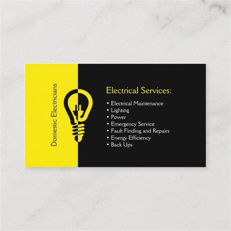 Domestic electricians business card | Zazzle.com in 2021 | Visiting cards, Business cards layout ...