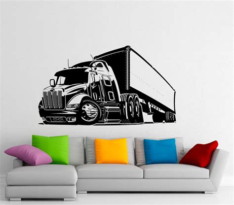 Semi Truck Wall Decal Vinyl Stickers Big Car Home Interior Art | Etsy