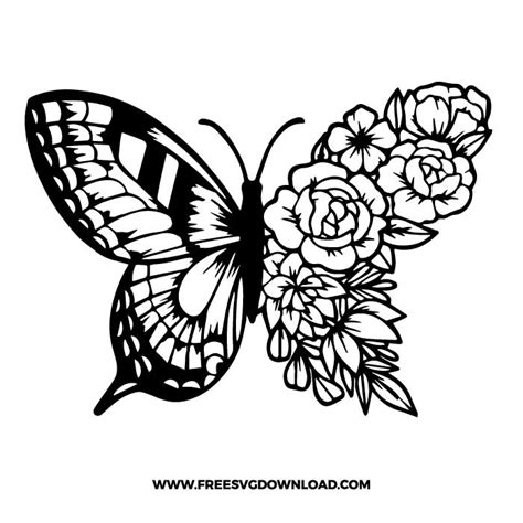 Floral butterfly free SVG & PNG cut files | Free SVG Download