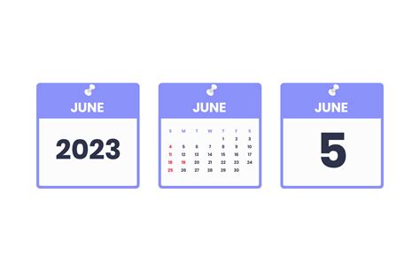 June calendar design. June 5 2023 calendar icon for schedule ...