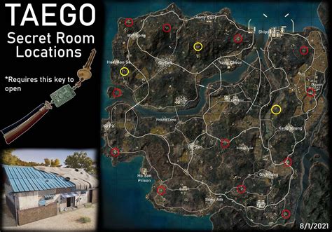 Секретные комнаты с лутом на карте Taego в PUBG