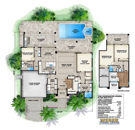 Beach House Plan: Transitional West Indies Beach Home Floor Plan | Beach style house plans ...