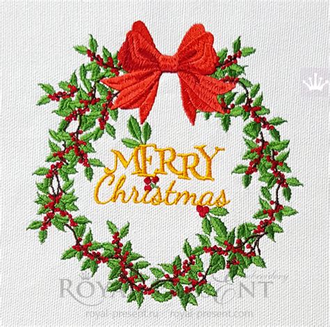 Christmas mistletoe Wreath Machine Embroidery Design | Royal Present ...