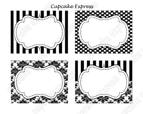 DIY Paris Black & White Damask stripe polka dots by CupcakeExpress | Party labels printable ...
