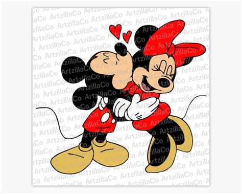 Mickey Mouse and Minnie Mouse Kiss LOVE Digital Download - Etsy