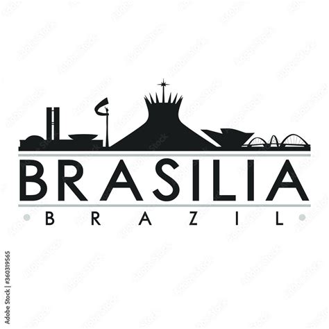 Brasilia Brazil Skyline Silhouette Design City Vector Art Famous ...