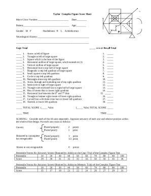 Rey-Osterrieth Complex Figure Score Sheet Doc Template | pdfFiller