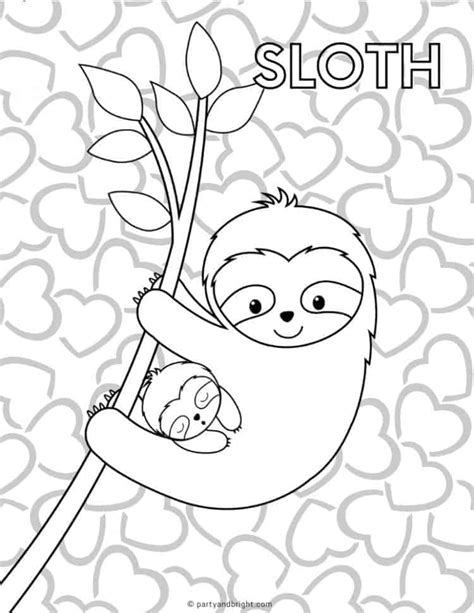 13 Cute Sloth Coloring Pages & Printable Activities – Party + Bright