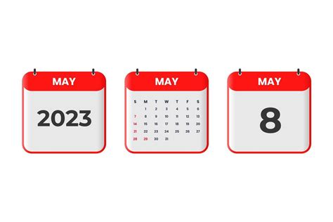 May 2023 calendar design. 8th May 2023 calendar icon for schedule ...