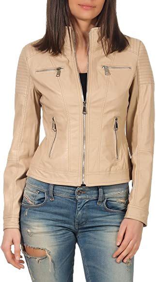 Malito Women Jacket Leatherette Biker Jacket Sakko Blazer 5179 (Beige, S) : Amazon.co.uk ...