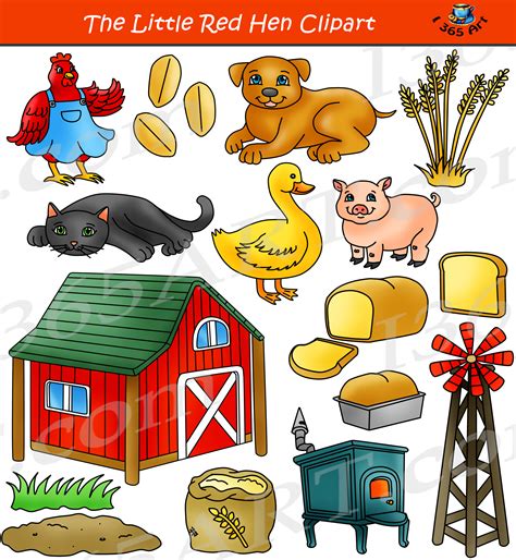 The Little Red Hen Clipart Set Children's Story Clip Art - School Clipart