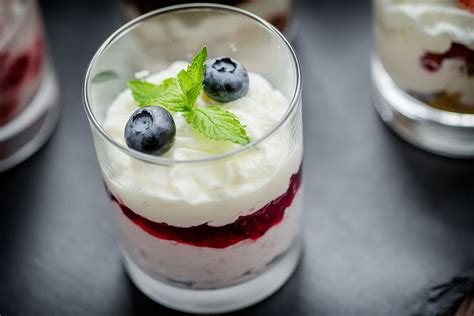 ice cream, clear, glass cup, dessert, glass, delicious, sweet, sweet dish, blueberries ...