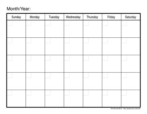 Free Printable Monthly Calendar | Example Calendar Printable