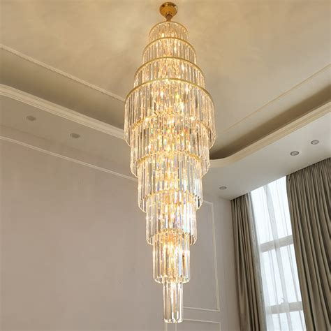 Large Classic Crystal Spiral Crystal Staircase Chandelier – N-Lighten