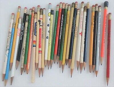 Vintage LOT of 30 Wooden ADVERTISING PENCILS Sharpened ~ Various Ages ...