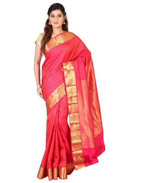 The Chennai Silks Red and Pink Kanchipuram Saree - Buy The Chennai Silks Red and Pink ...