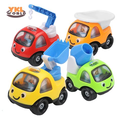 4pcs/lot Large Cartoon Pull Back Car Soft Baby Toy Anti fall Falling Pull back Vehicle Kids Toys ...