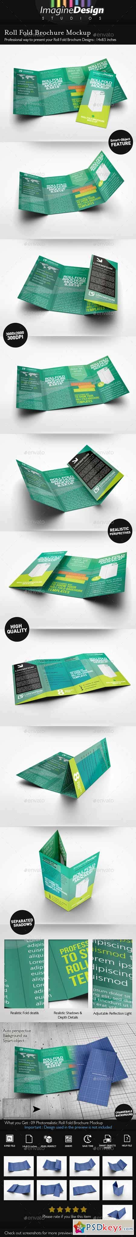 Roll Fold Brochure Mockup 10020772 » Free Download Photoshop Vector Stock image Via Torrent ...