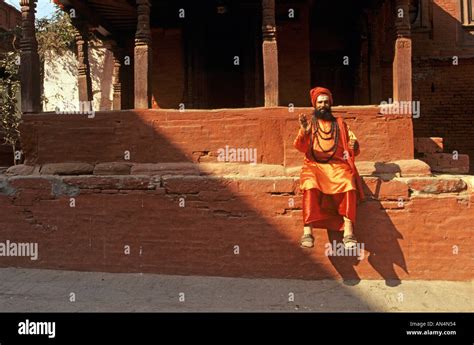 Holy man sitting outside temple, Kathmandu, Nepal Stock Photo - Alamy