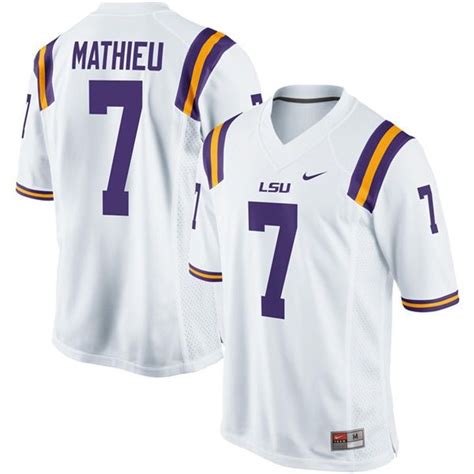 Male LSU Tigers White Tyrann Mathieu Alumni Football Performance Jersey ...