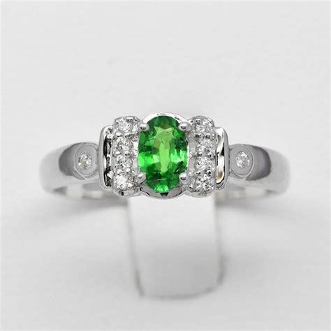 5x3mm Shocking Green Natural Tsavorite Garnet Ring in 925 Silver #Thaigemstore # ...