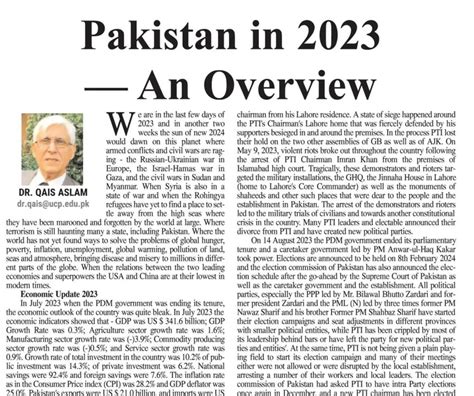 Pakistan in 2023 - An Overview