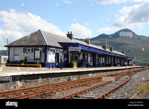 the train station at Kyle of Lochalsh, Western Scotland, with the ...