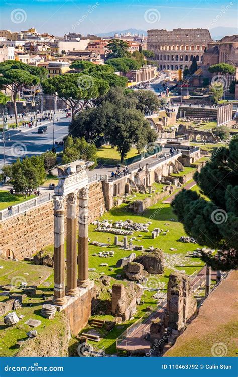 Rome from Above. Aerial View of Rome Roman Forum and Colosseum Stock ...