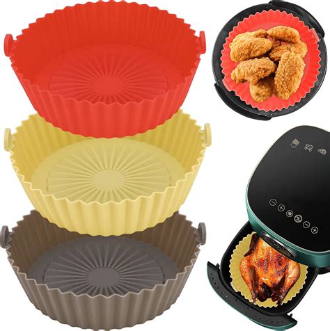 Amazon.com: Number-one Air Fryer Silicone Pot, 3 Pack Reusable Air Fryer Silicone Liners Heat ...