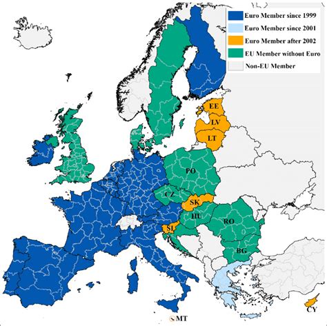 Political map of Europe showing the European countries that joined the ...