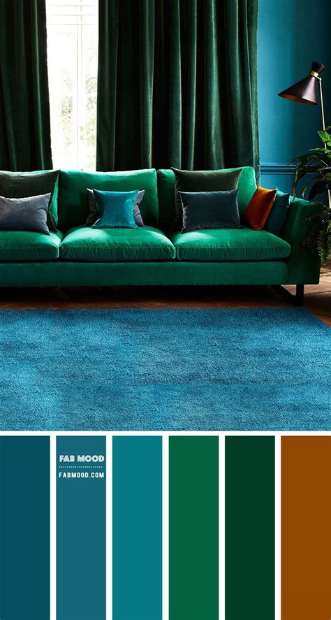 Blue Teal and Emerald Green Living Room