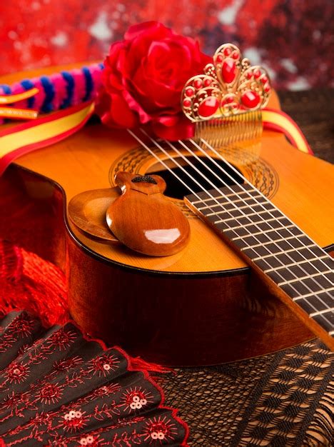 Premium Photo | Cassic spanish guitar with flamenco elements