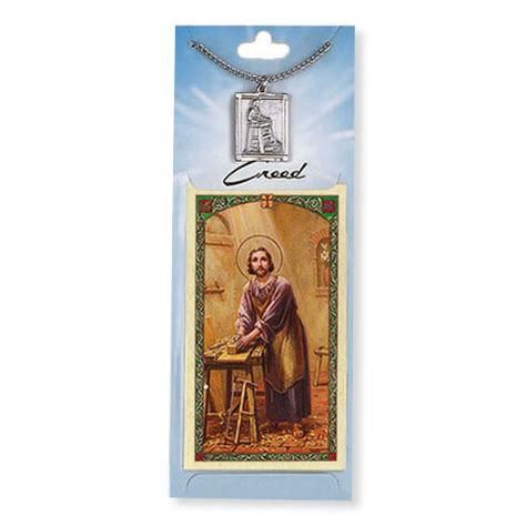 1" St. Joseph the Worker Medal on Chain with Holy Card - Holy Family ...