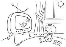 Free Watching Tv Clipart Black And White, Download Free Watching Tv ...