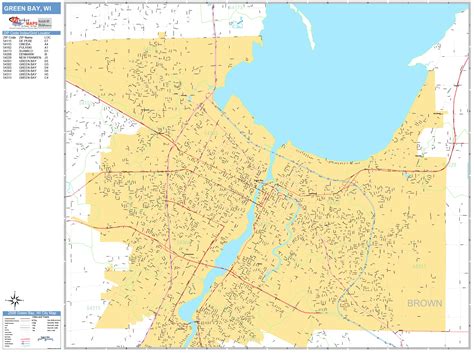 Green Bay Wisconsin Wall Map (Basic Style) by MarketMAPS - MapSales.com