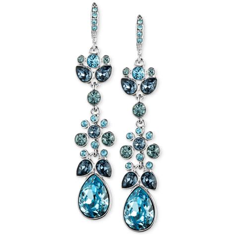 Lyst - Givenchy Blue Swarovski Crystal Chandelier Earrings in Blue