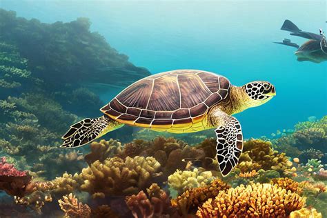 Turtle is swimming in underwater 22331615 Stock Photo at Vecteezy