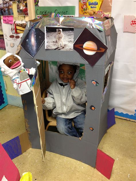 Spaceship out of cardboard box | Dramatic play preschool, Space preschool, Cardboard spaceship