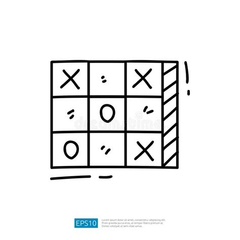 Tic Tac Toe Game Doodle Vector Icon Stock Vector - Illustration of ...