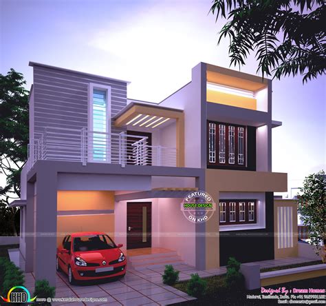 1538 sq-ft beautiful modern house in night view - Kerala home design and floor plans