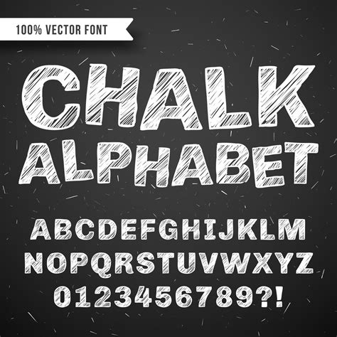 White chalk hand drawing vector alphabet, school font isolated on blac ...