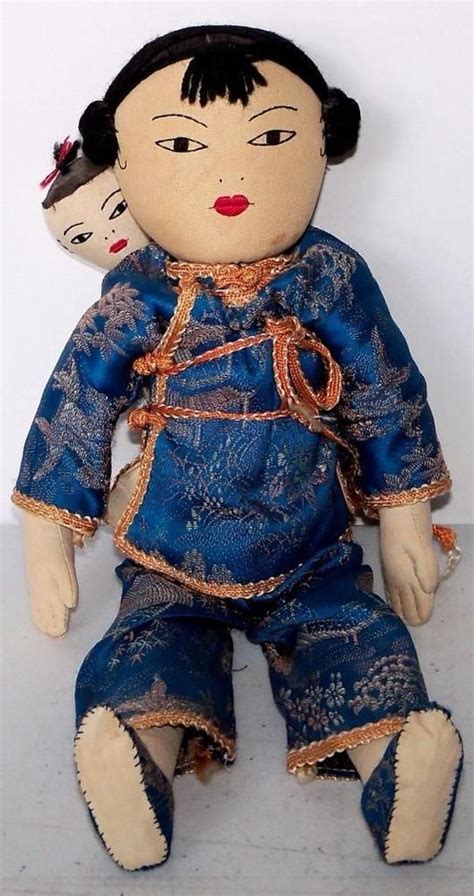 Vintage Cloth Doll JAPANESE CHINESE FOREIGN DOLL with BABY 12 ...